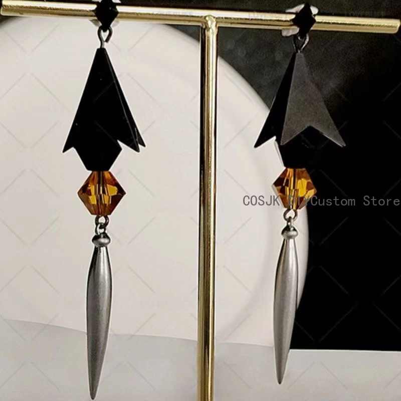 Prop De Cosplay - ゲーム原神インパクト Zhongli コスプレファッション耳スタッドペンダント耳クリップイヤリング衣類アクセサリー小道具ギフト