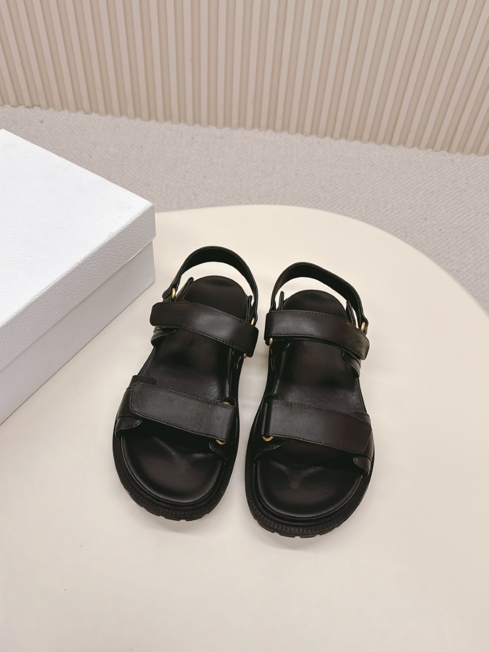 Velcro Hook Loop - レディースラグジュアリープラットフォームサンダル、調節可能なベルクロストラップ付き、オープントゥ、カジュアルサマースリッパ、ビーチサンダル、滑り止め