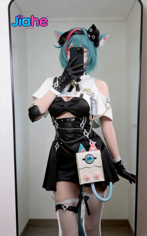 Cosplay Prop Bag - ゲームネバーネス・トゥ・エバーネスミント NTE コスプレ衣装ハロウィン女性の甘い制服小道具アクセサリーウエストバッグ耳ミントウィッグ