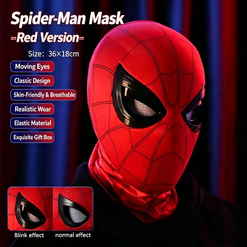 スパイダーマンのヘッドギア、可動式の目付き、クールなコスプレ - Cosplay Prop Display のレビューと価格