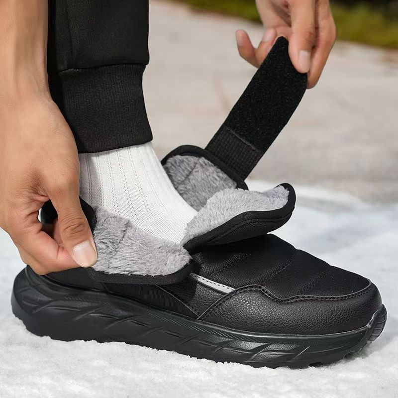 メンズ冬用新作ビッグサイズベルクロアンクルスノーブーツ、ユニ - Velcro Hook Loop のレビューと価格