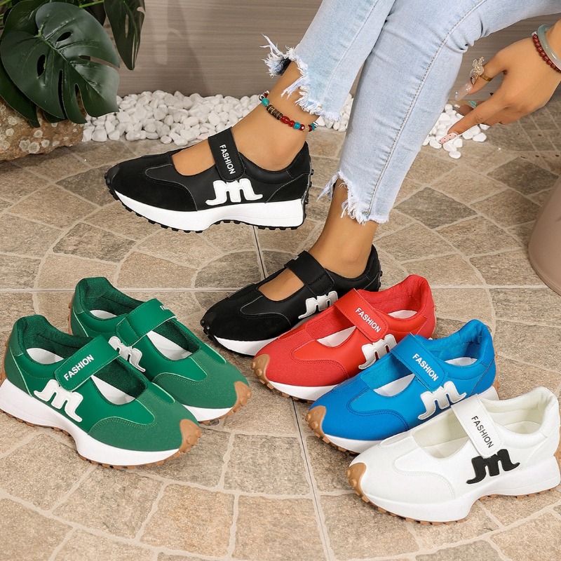 春と秋の新しい女性の快適なヴィンテージミッドヒールシューズ女 - Velcro Hook Loop のレビューと価格