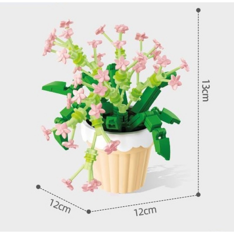 組み立て式ブロック鉢植え花モデル DIY組み立てキット 多彩 - Cosplay Prop Display のレビューと価格